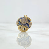 Dije Hongo Animado 2.35gr / 2.2cm / Circones Blancos Negros Y Azules Oro Amarillo 18K