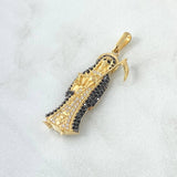 Dije Santa Muerte 4.05gr / 4.1cm / Circones Blancos Y Negros Dos Oros Negro Amarillo 18K *