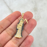 Dije Santa Muerte 4.05gr / 4.1cm / Circones Blancos Y Negros Dos Oros Negro Amarillo 18K *