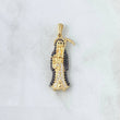 Dije Santa Muerte 3.95gr / 4cm / Circones Blancos Negros Oro Amarillo 18K ©