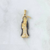 Dije Santa Muerte 3.95gr / 4cm / Circones Blancos Negros Oro Amarillo 18K ©