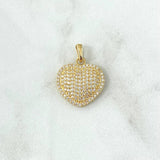 Dije Corazón Cojín 2.9gr / 2.34cm / Circones Blancos Oro Amarillo 18K *