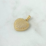 Dije Corazón Cojín 2.9gr / 2.34cm / Circones Blancos Oro Amarillo 18K *