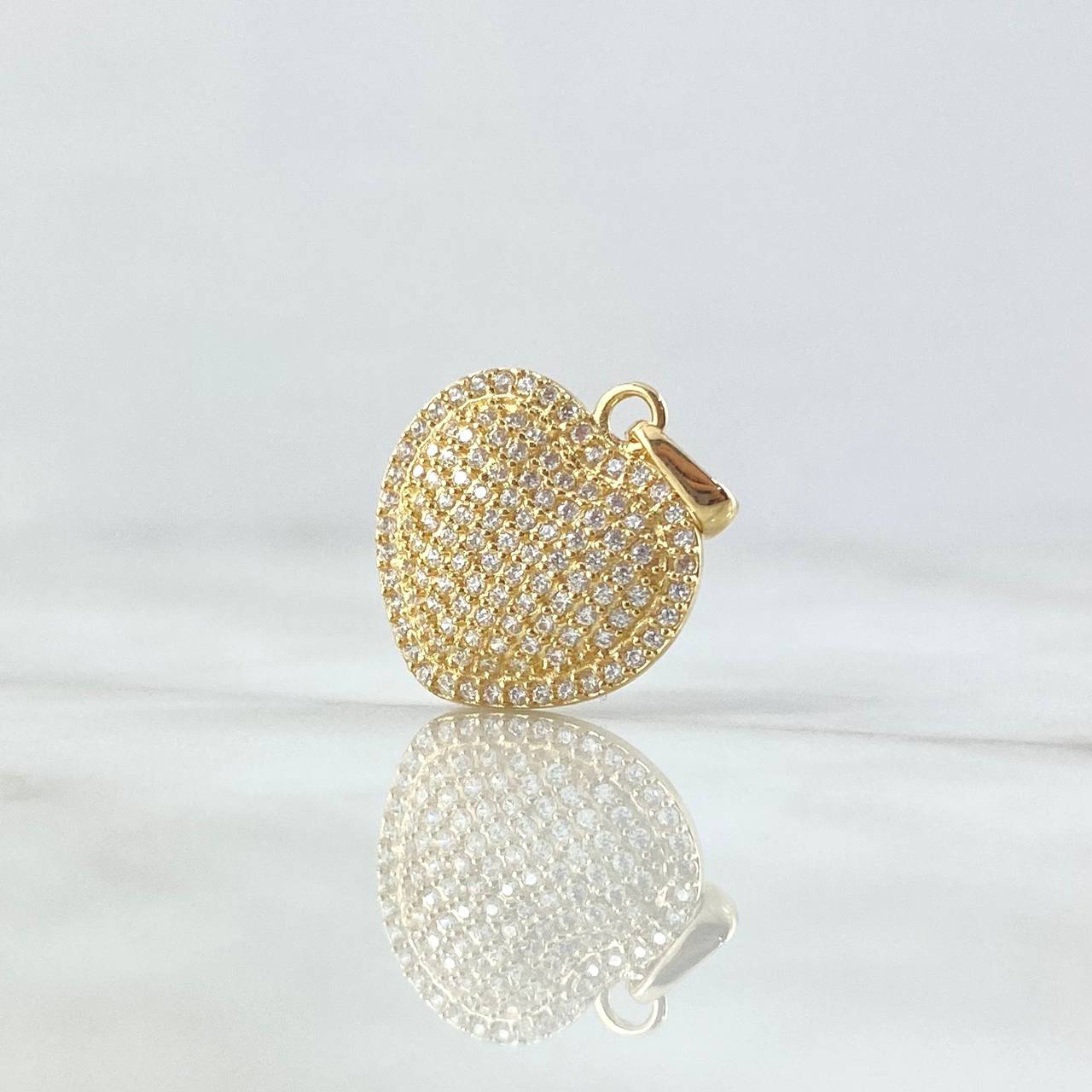 Dije Corazón Cojín 2.9gr / 2.34cm / Circones Blancos Oro Amarillo 18K *