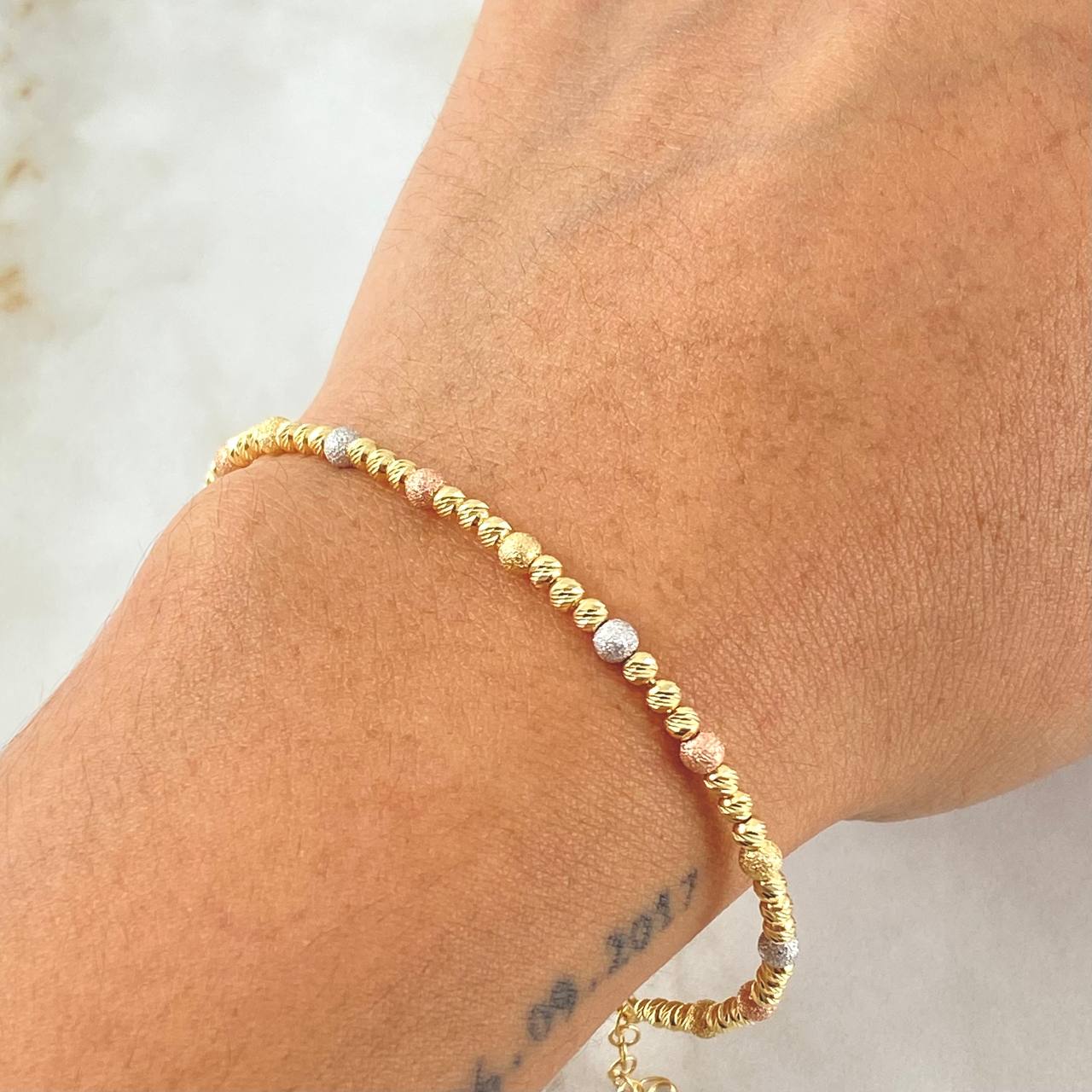 Pulso Aro Bolas 5.05gr / 17cm-20cm / +4 Oro 18K ©