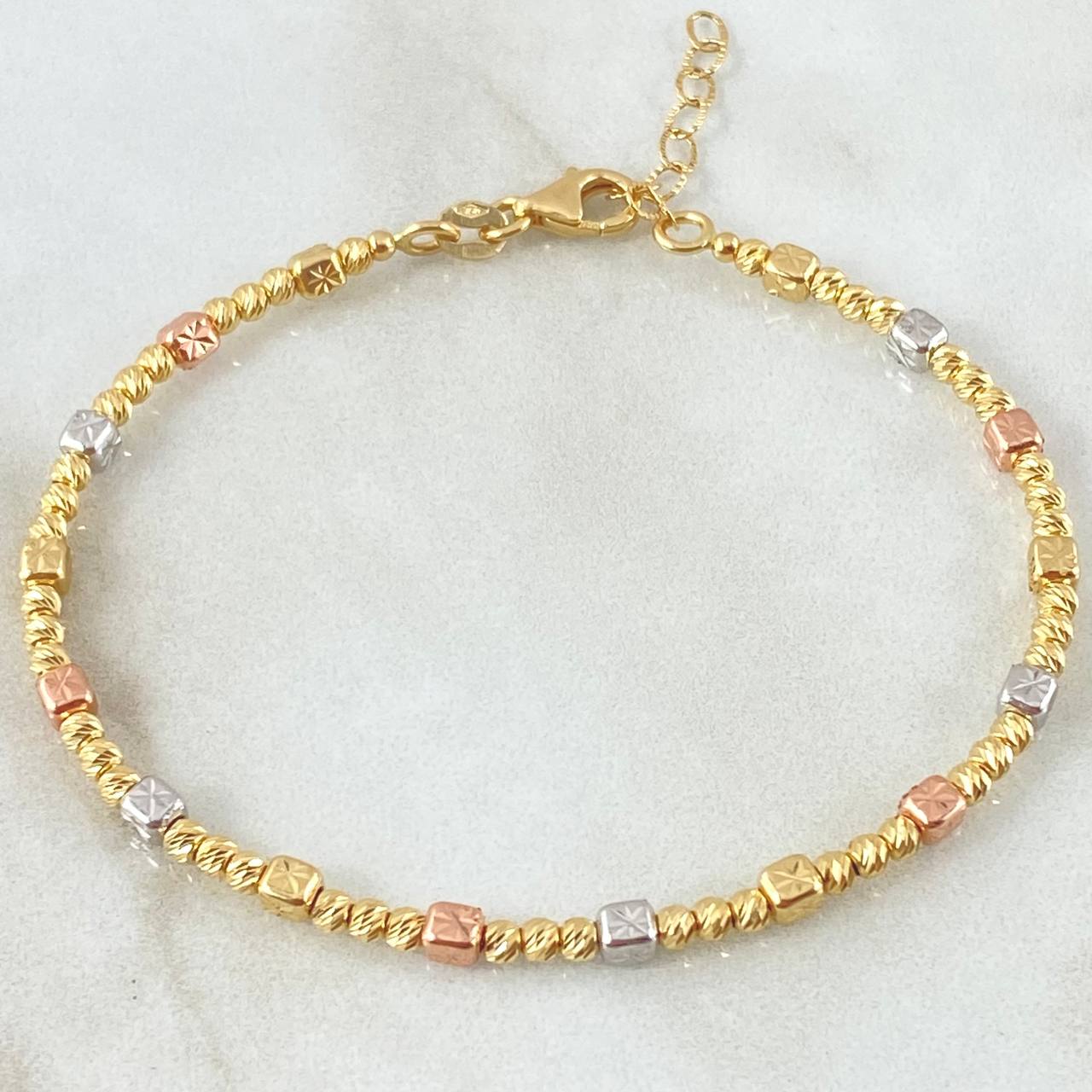 Pulso Aro Cubos 6.1gr / 18cm-21cm / +4 Oro 18K ©