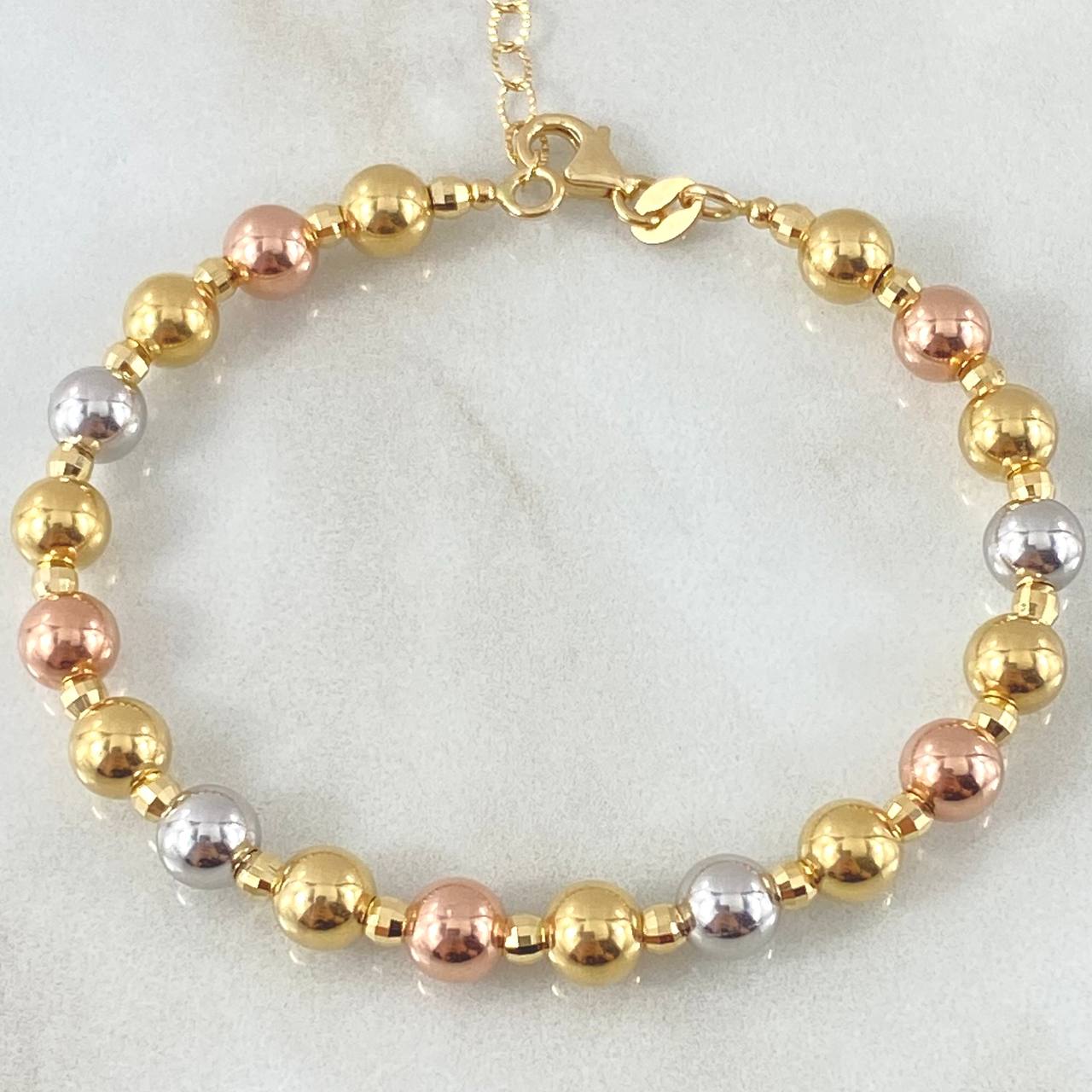 Pulso Aro Bolas Intercaladas 6.8gr / 17cm-20cm / +4 Oro 18K ©