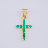 Dije Cruz Esmeraldas 50Pts 0.6 g / 2 cm Oro Amarillo 18K