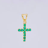 Dije Cruz Esmeraldas 0,5Pts 0.6 g / 2 cm Oro Amarillo 18K