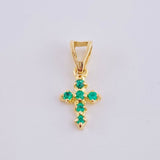 Dije Cruz Burbujas Esmeraldas 12Pts 0.5 g / 1.5 cm Oro Amarillo 18K