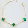 Pulso Trebol Verde 4.6gr / 17.5cm-19.5cm / Oro Amarillo Nac.Esp. 18K