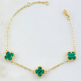 Pulso Trebol Verde 5.65gr / 18cm-19.5cm / Oro Amarillo Nac.Esp. 18K