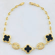 Pulso GC Trebol Negro-Dorado 6.35gr / 18.5cm / Oro Amarillo Nac.Esp. 18K