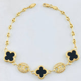 Pulso GC Trebol Negro-Dorado 6.35gr / 18.5cm / Oro Amarillo Nac.Esp. 18K