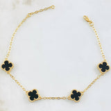 Pulso Trebol Negro 5.75gr / 19.5cm-21.5cm / Oro Amarillo Nac.Esp. 18K