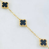 Pulso Trebol Negro 5.75gr / 19.5cm-21.5cm / Oro Amarillo Nac.Esp. 18K