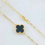 Cadena Trebol Negro-Dorado 10gr / 50cm / Oro Amarillo Nac.Esp. 18K