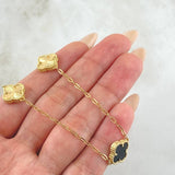 Cadena Trebol Negro-Dorado 10gr / 50cm / Oro Amarillo Nac.Esp. 18K