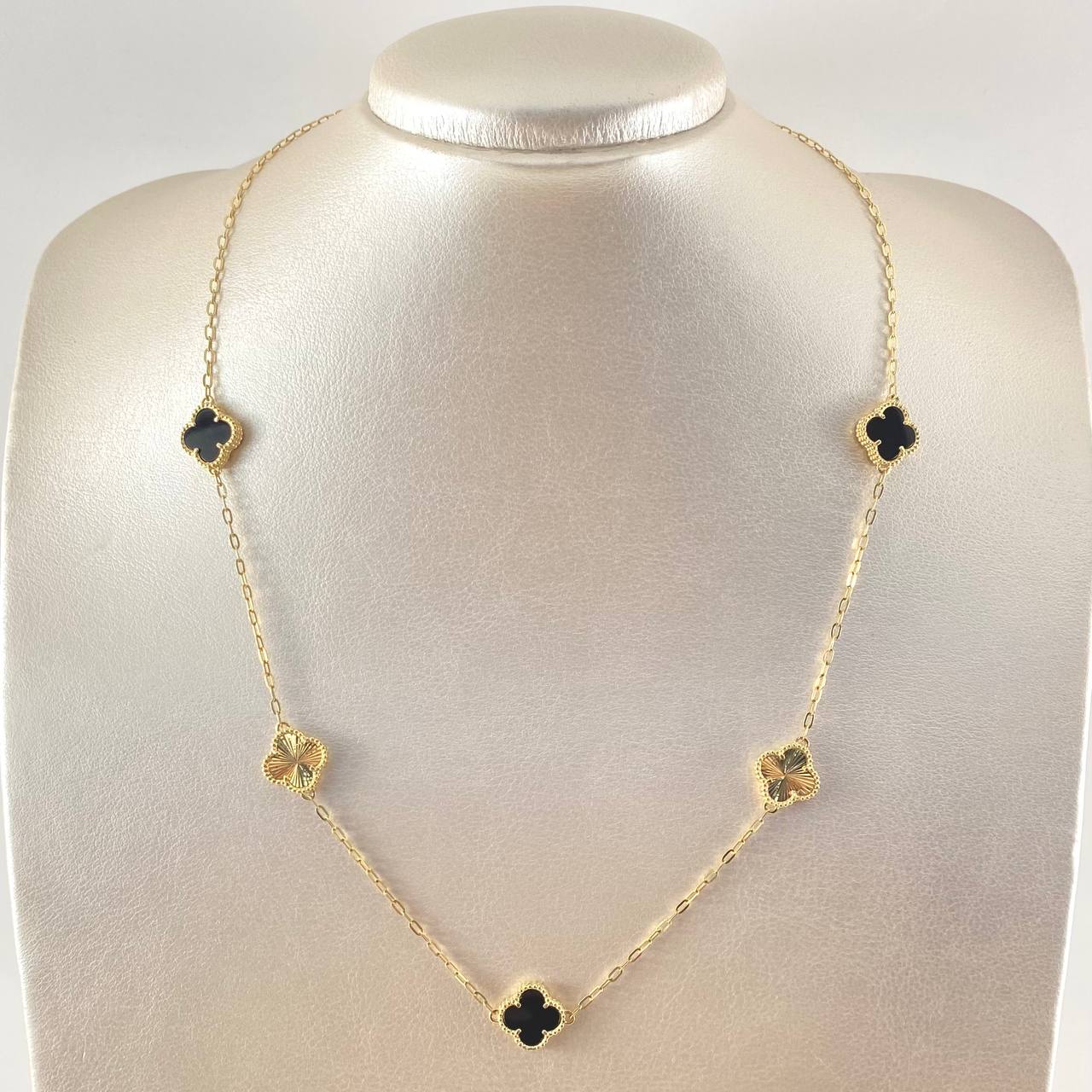 Cadena Trebol Negro-Dorado 10gr / 50cm / Oro Amarillo Nac.Esp. 18K