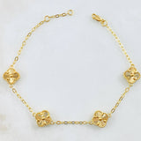 Pulso Trebol Dorado 6.6gr / 18.5cm-20.5cm / Oro Amarillo Nac.Esp. 18K