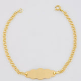 Pulso Bebé Aro Seguido Doble Placa Nube 1.4g / 13.5cm - 15cm / 2.2mm Oro Amarillo 18K