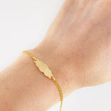 Pulso Bebé Aro Seguido Doble Placa Nube 1.45g / 13.5cm - 15.5cm / 2.4mm Oro Amarillo 18K
