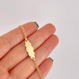 Pulso Bebé Aro Seguido Doble Placa Nube 1.45g / 13.5cm - 15.5cm / 2.4mm Oro Amarillo 18K