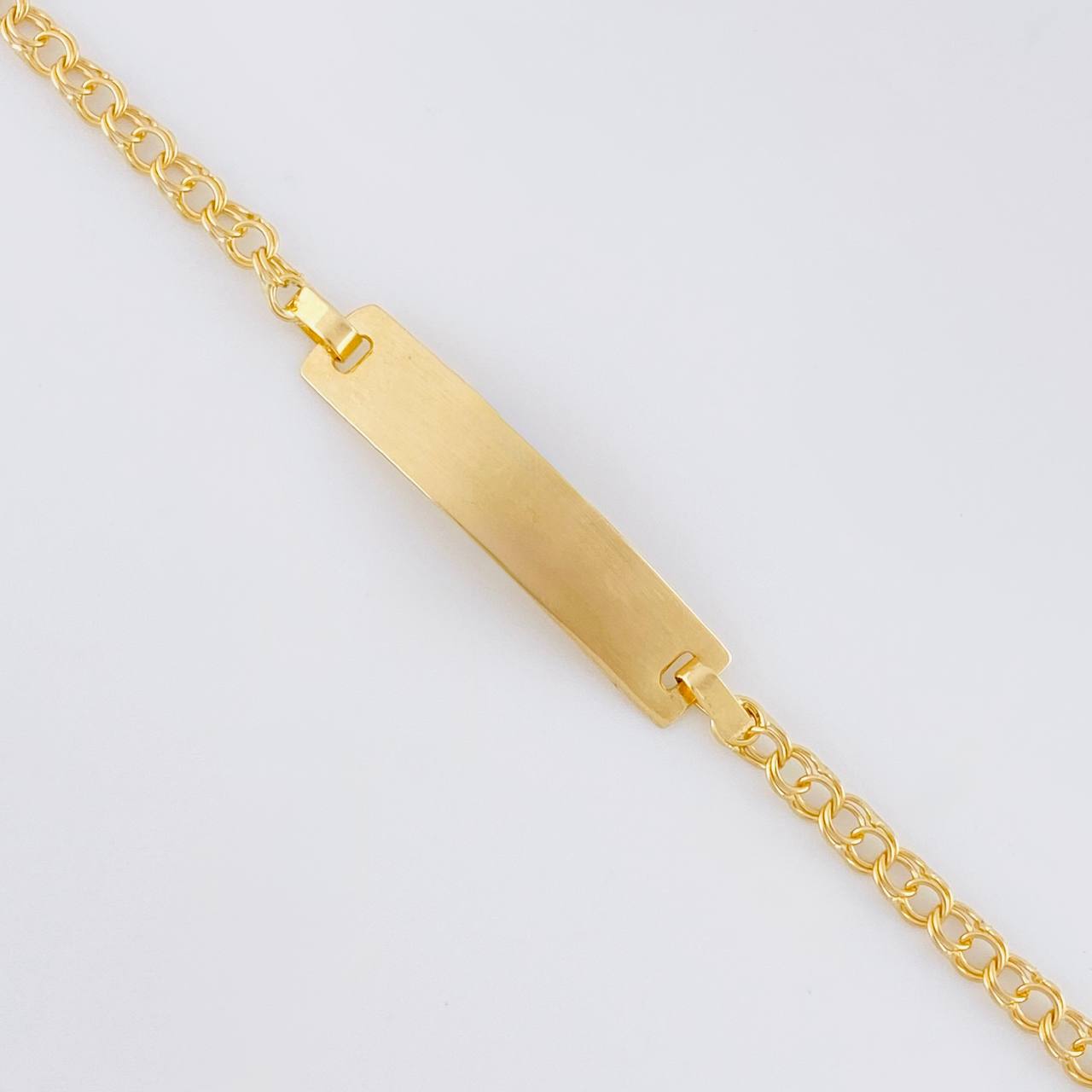 Pulso Bebé Aro Seguido Doble Placa Rectangular 1.35g / 13cm - 14.9cm / 2.2mm Oro Amarillo 18K