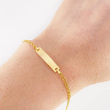 Pulso Bebé Aro Seguido Doble Placa Rectangular 1.35g / 13.5cm - 15.2 cm / 2.2mm Oro Amarillo 18K