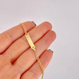 Pulso Bebé Aro Seguido Doble Placa Rectangular 1.35g / 13.5cm - 15.2 cm / 2.2mm Oro Amarillo 18K