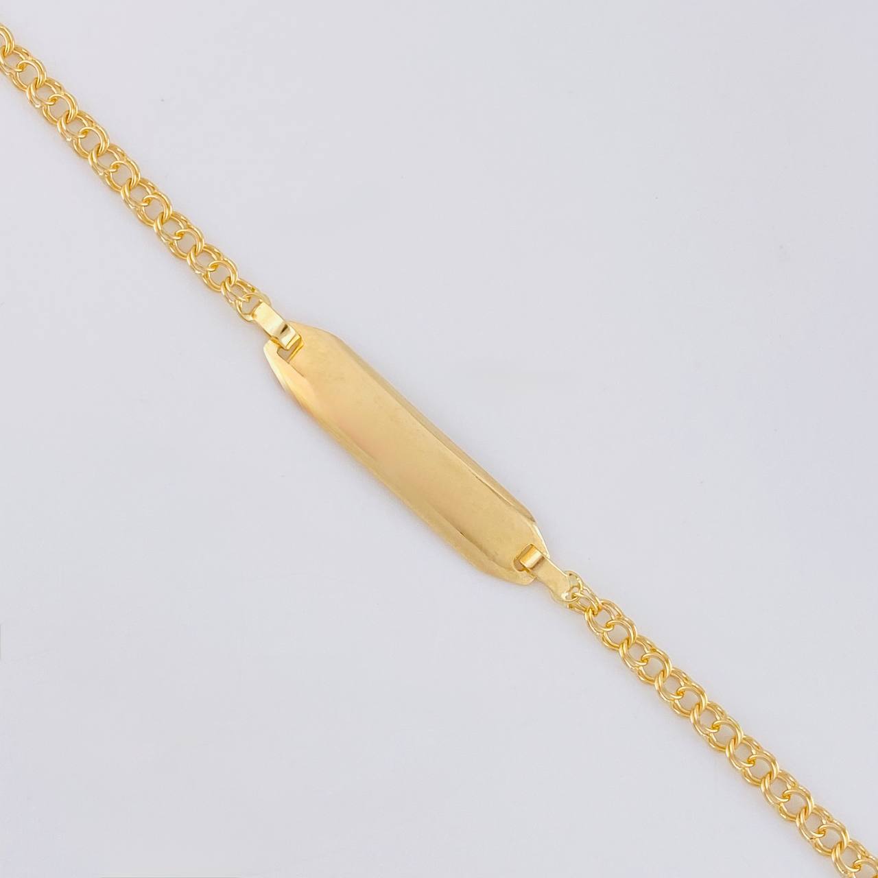 Pulso Bebé Aro Seguido Doble Placa Recta 1.5g / 15cm - 16.5cm / 2.2mm Oro Amarillo 18K