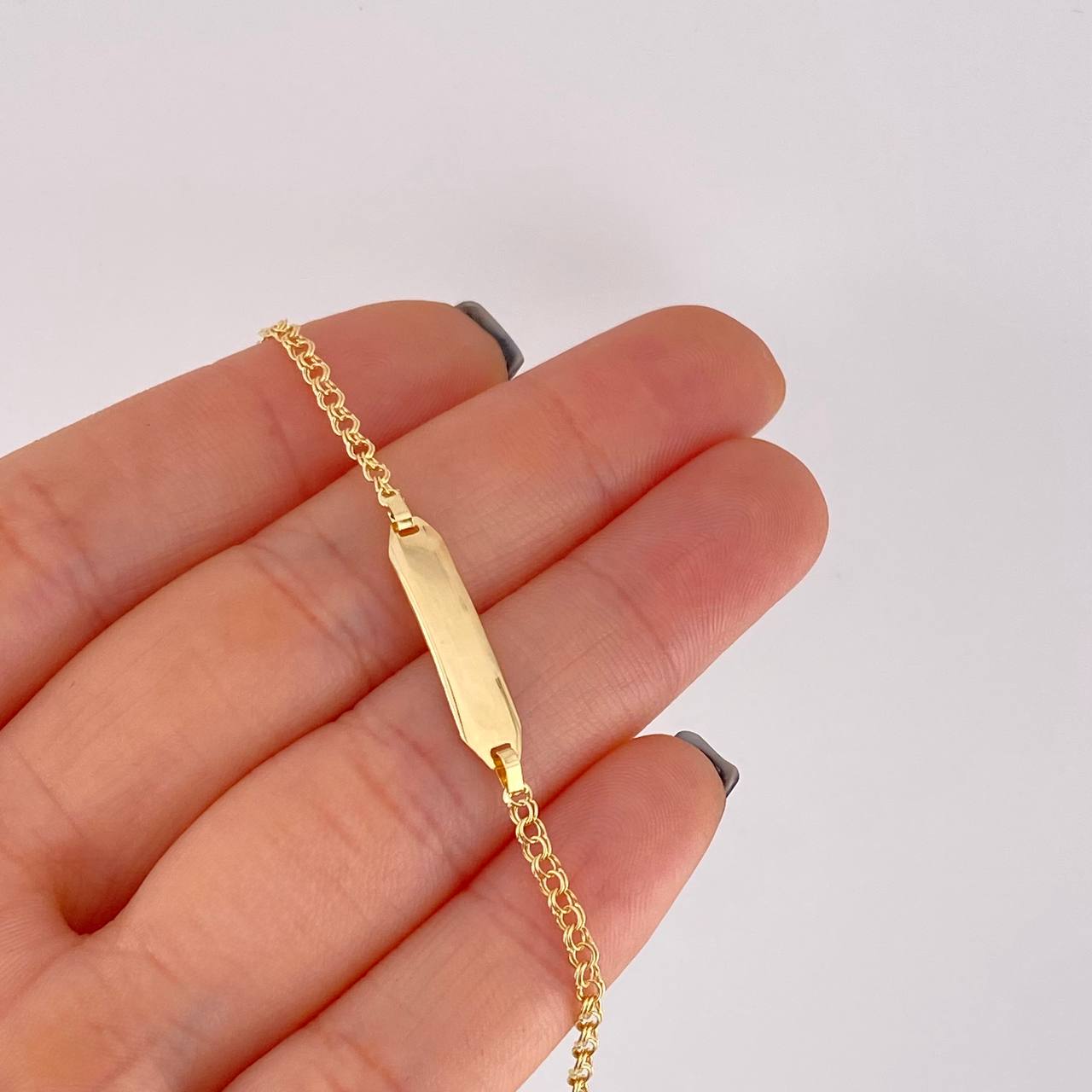 Pulso Bebé Aro Seguido Doble Placa Recta 1.35g / 13.5cm - 15.1cm / 2.2mm Oro Amarillo 18K