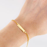 Pulso Bebé Aro Seguido Doble Placa Recta 1.35g / 13.5cm - 15.1cm / 2.2mm Oro Amarillo 18K