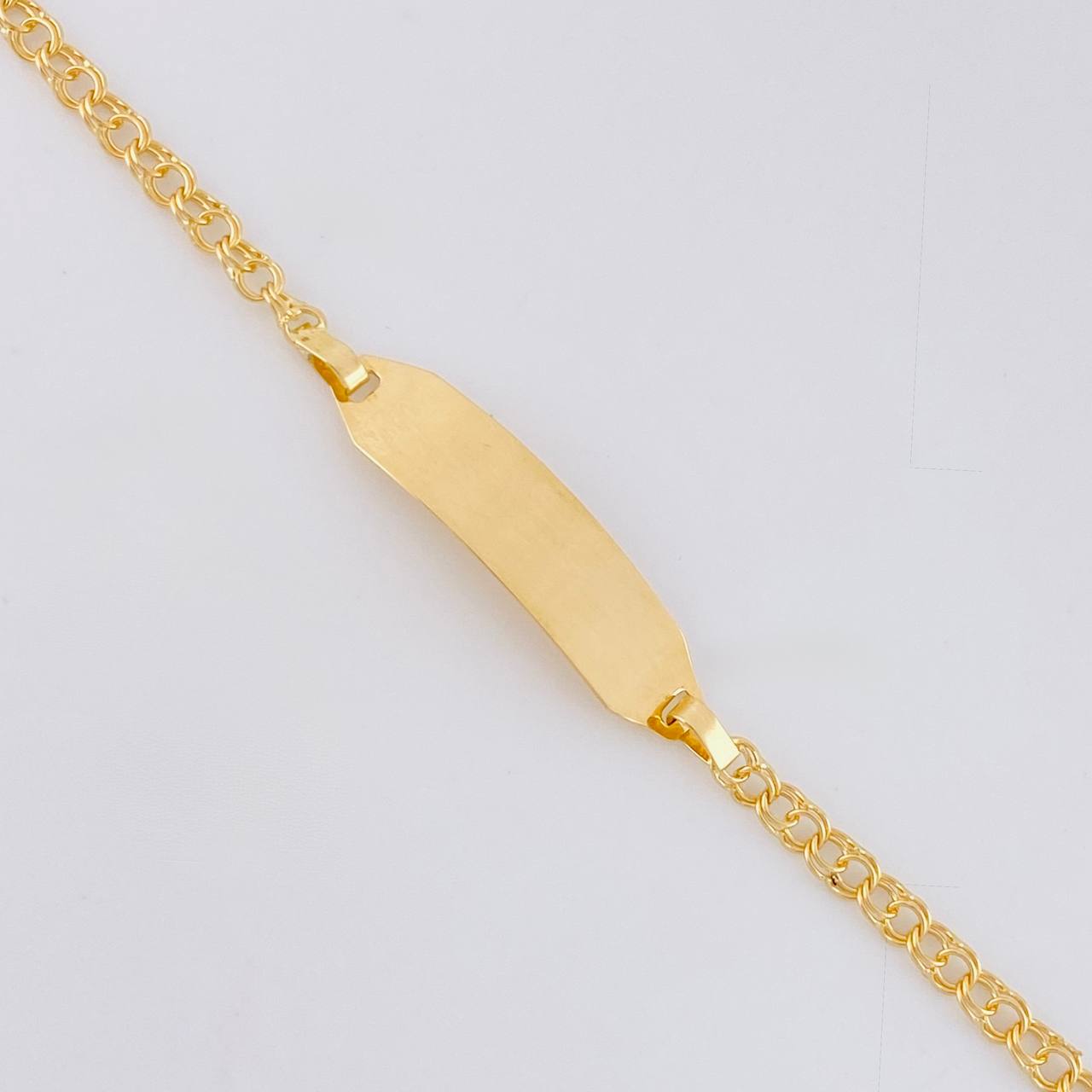 Pulso Bebé Aro Seguido Doble Placa Semi Recta 1.45g / 14.5 cm - 15.5 cm / 2.2mm Oro Amarillo 18K