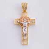 Dije Cruz Cristo San Benito 6.3g / 4.5cm Tres Oros 18K