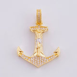 Dije Ancla cristo 5.15g / 3.7cm Dos Oros Amarillo Blanco 18K