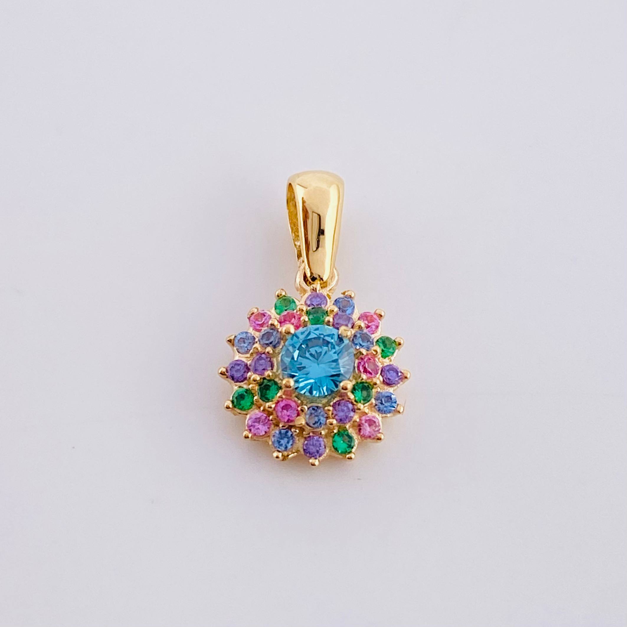 Dije Flor tupida multicolor 1.75g / 1.8cm Oro Amarillo 18K