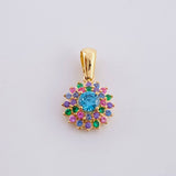 Dije Flor tupida multicolor 1.75g / 1.8cm Oro Amarillo 18K
