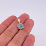Dije Flor tupida multicolor 1.75g / 1.8cm Oro Amarillo 18K