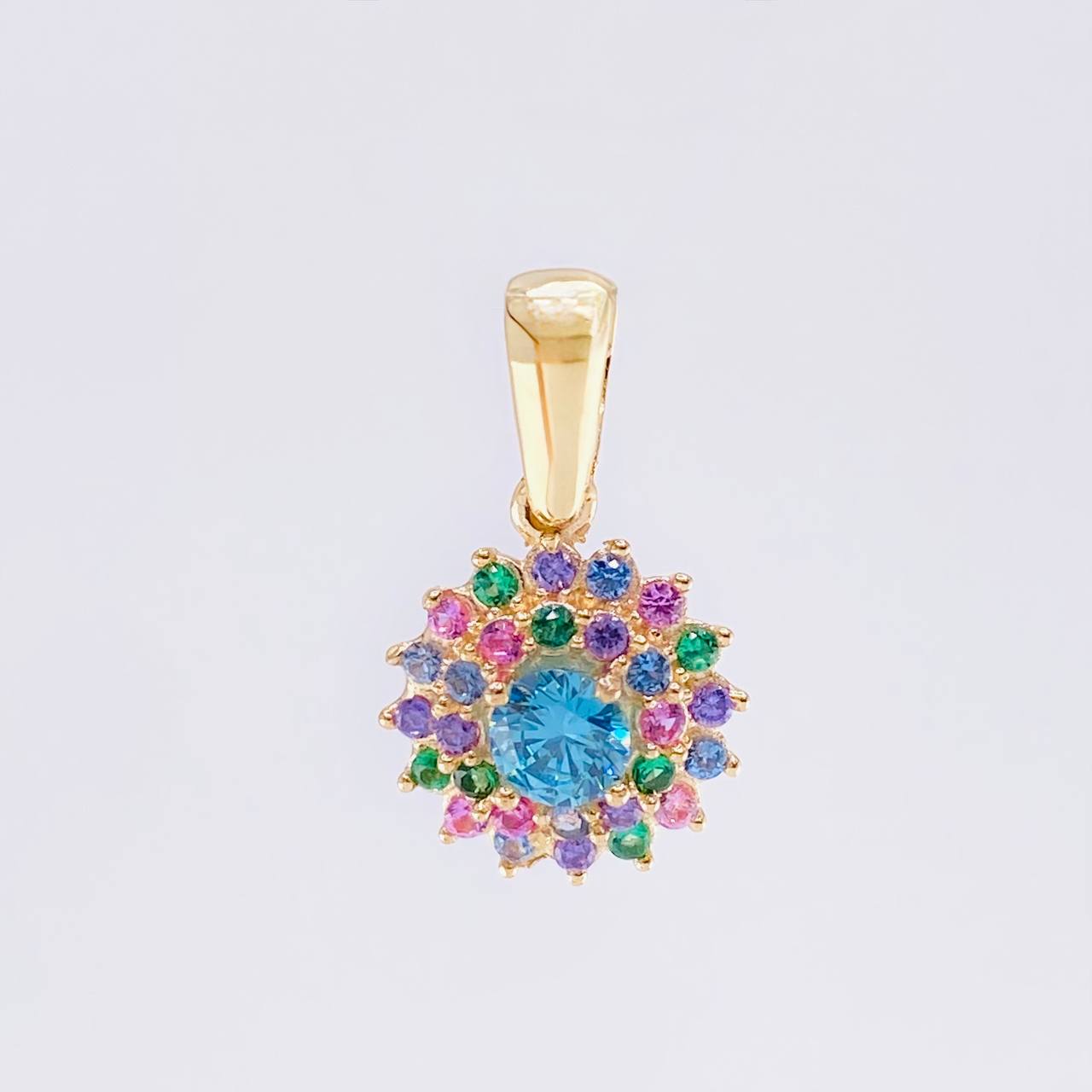 Dije Flor tupida multicolor 1.75g / 1.8cm Oro Amarillo 18K