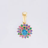 Dije Flor tupida multicolor 1.75g / 1.8cm Oro Amarillo 18K