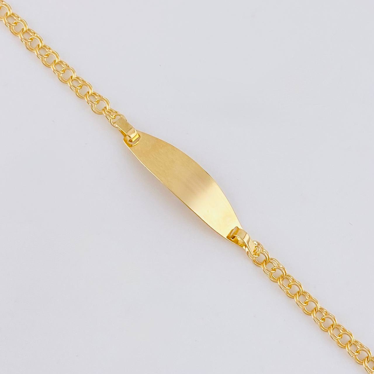 Pulso Bebé Aro Seguido Doble Placa Ovalada 1.3g / 13.5 cm - 14.5 cm / 2.2mm Oro Amarillo 18K