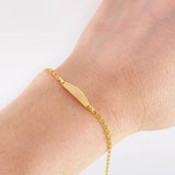 Pulso Bebé Aro Seguido Doble Placa Ovalada 1.3g / 13.5 cm - 14.5 cm / 2.2mm Oro Amarillo 18K