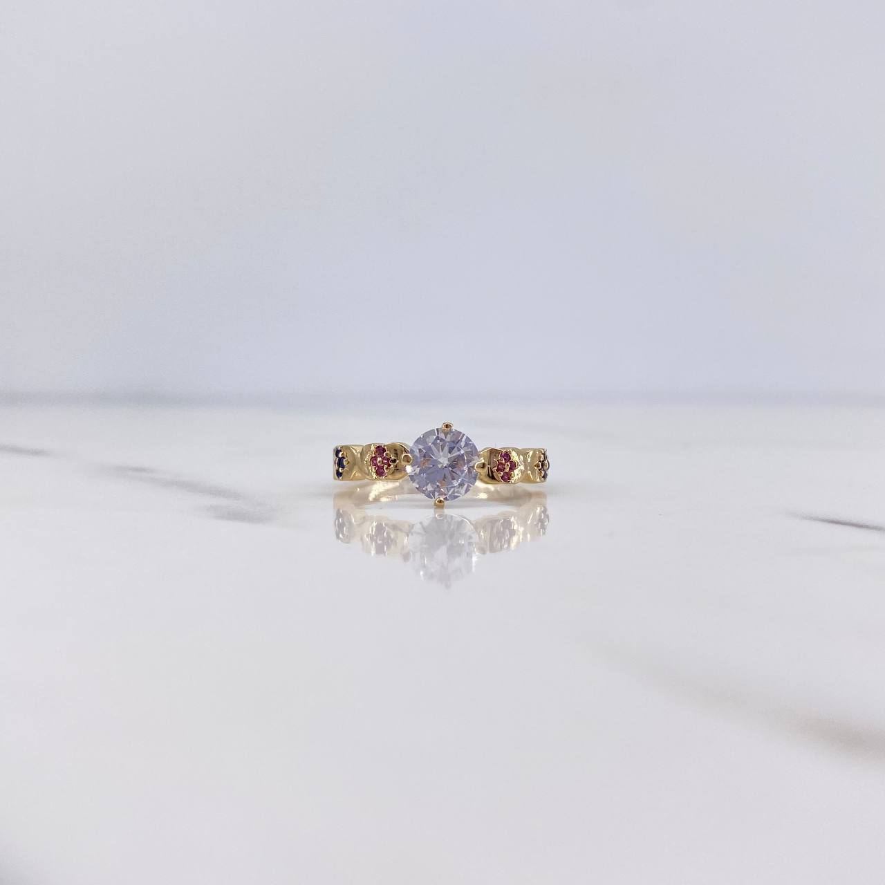 Anillo Solitario X 2.6gr / T5 3/4 / Circones Azules Fucsias Blanco Oro Amarillo 18K $