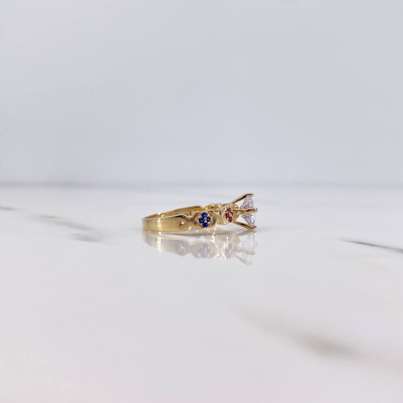 Anillo Solitario X 2.6gr / T5 3/4 / Circones Azules Fucsias Blanco Oro Amarillo 18K $