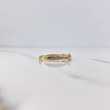 Anillo Solitario Linea Invertida 2.2gr / T6 1/2 / Circones Blancos Dos Oros Amarillo Blanco 18K $