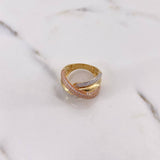 Anillo Rustico Curvas 6.7gr / T7 1/4 / Circones Blancos Tres Oros 18K $