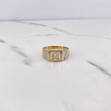 Anillo Cuadrado 4.6gr / T9 3/4 / Circon Blanco Dos Oros Amarillo Blanco 18K $