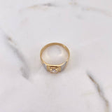 Anillo Cuadrado 4.6gr / T9 3/4 / Circon Blanco Dos Oros Amarillo Blanco 18K $