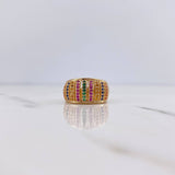 Anillo Rustico 8.05gr / T6 / Circones Naranjas Azules Amarillos Verdes Fucsias Oro Amarillo 18K $
